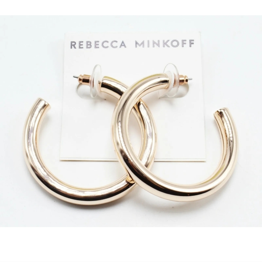 REBECCA MINKOFF ROSE GOLD HOOP EARRINGS